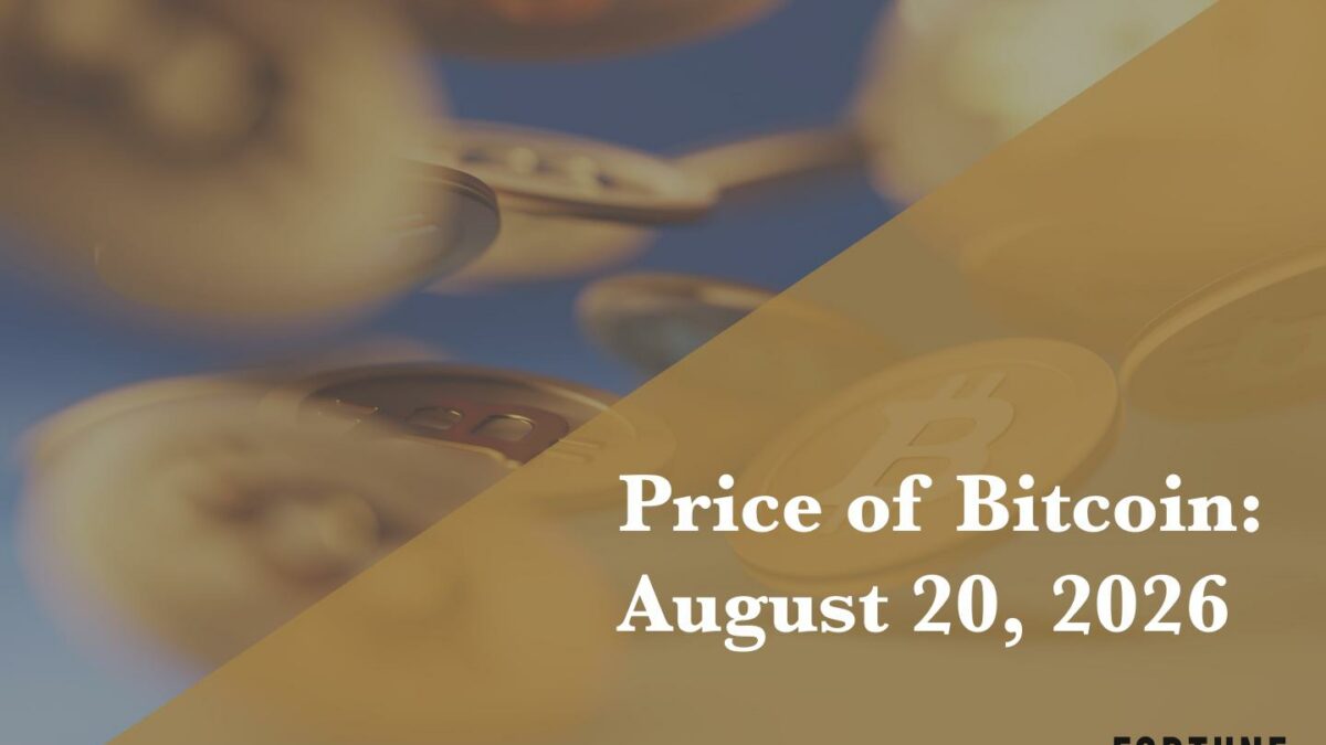 Current price of Bitcoin for August 20, 2026