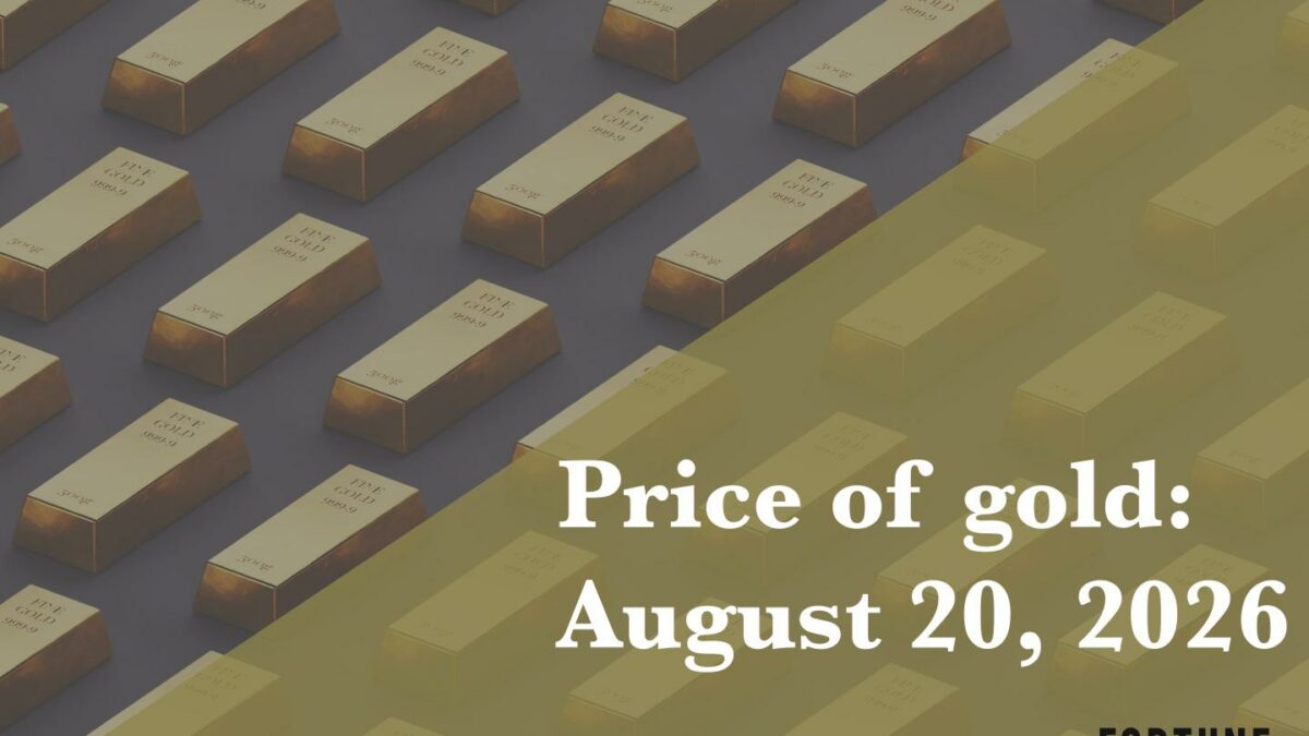 Current price of gold as of August 20, 2026