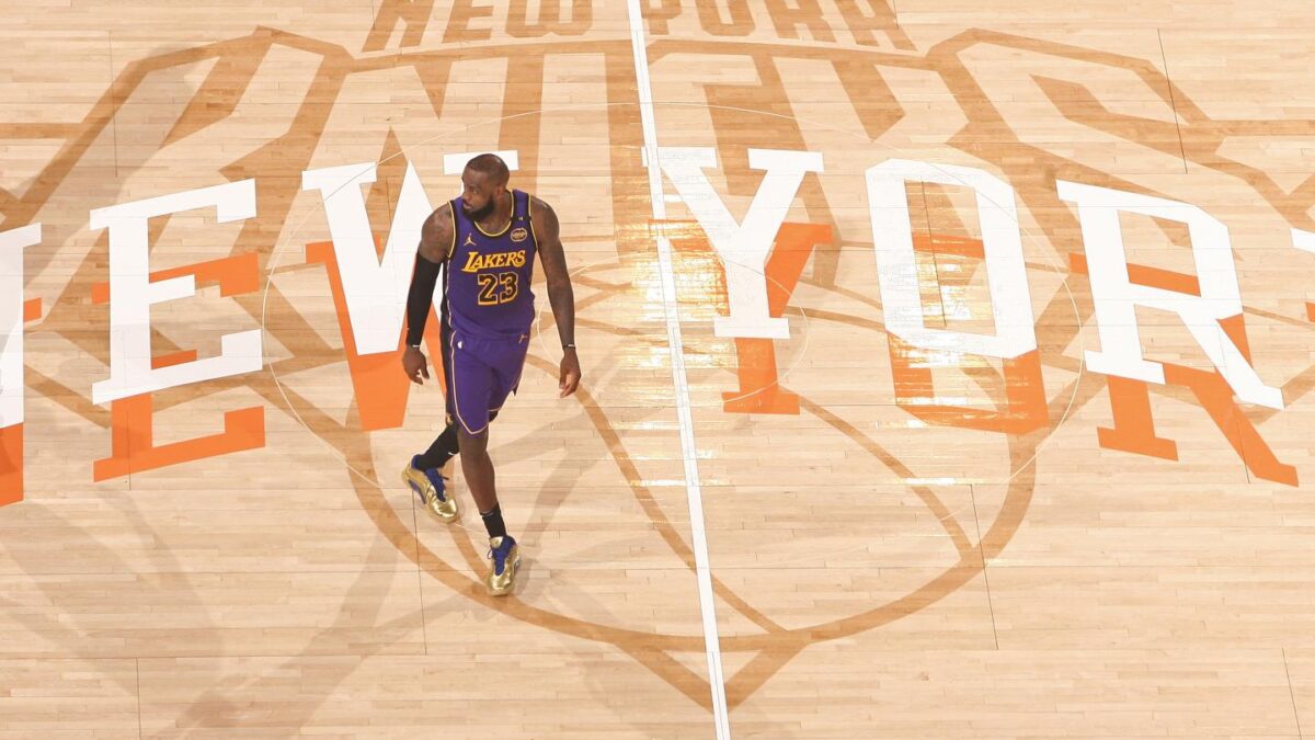 LeBron James on the court in Madison Square Garden