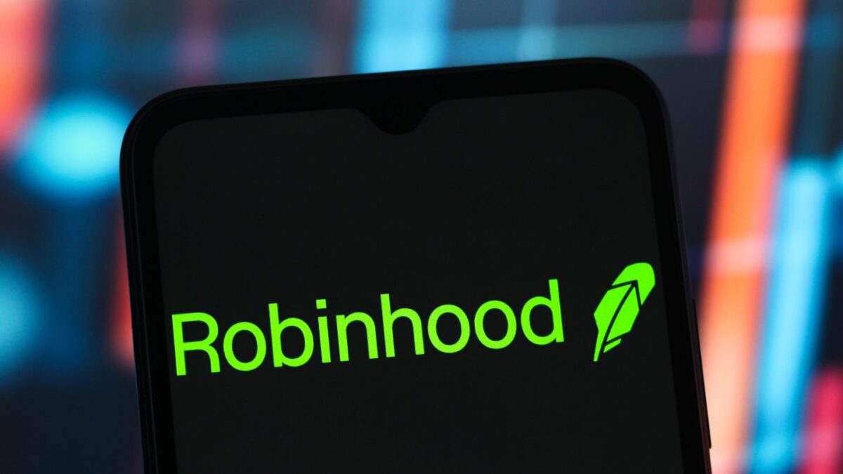 Robinhood Markets logo is seen displayed on a smartphone screen.