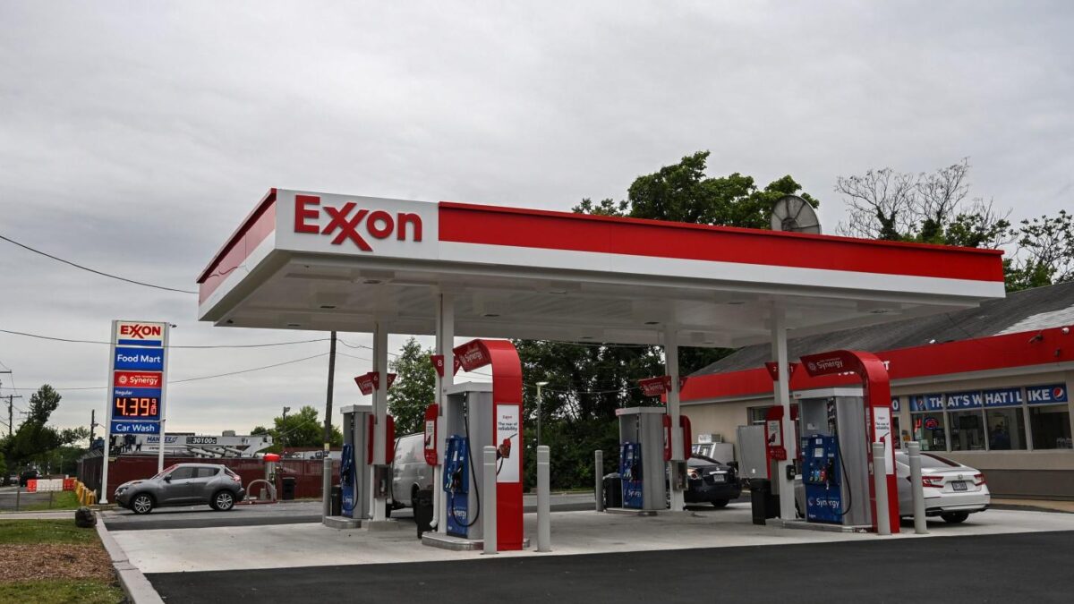 An Exxon gas station in Washington, DC, US, on Thursday, May 21, 2026.