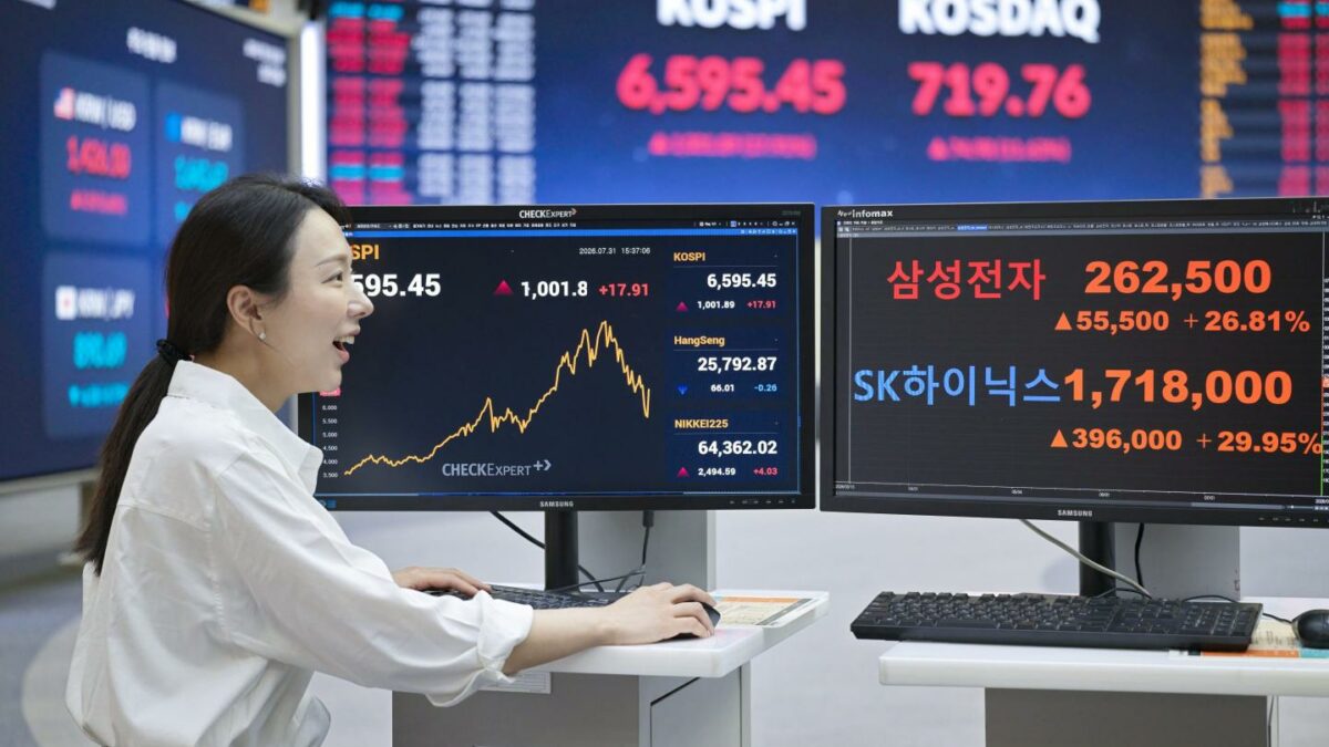 A Korea Exchange staffer in Seoul, July 31, 2026.
