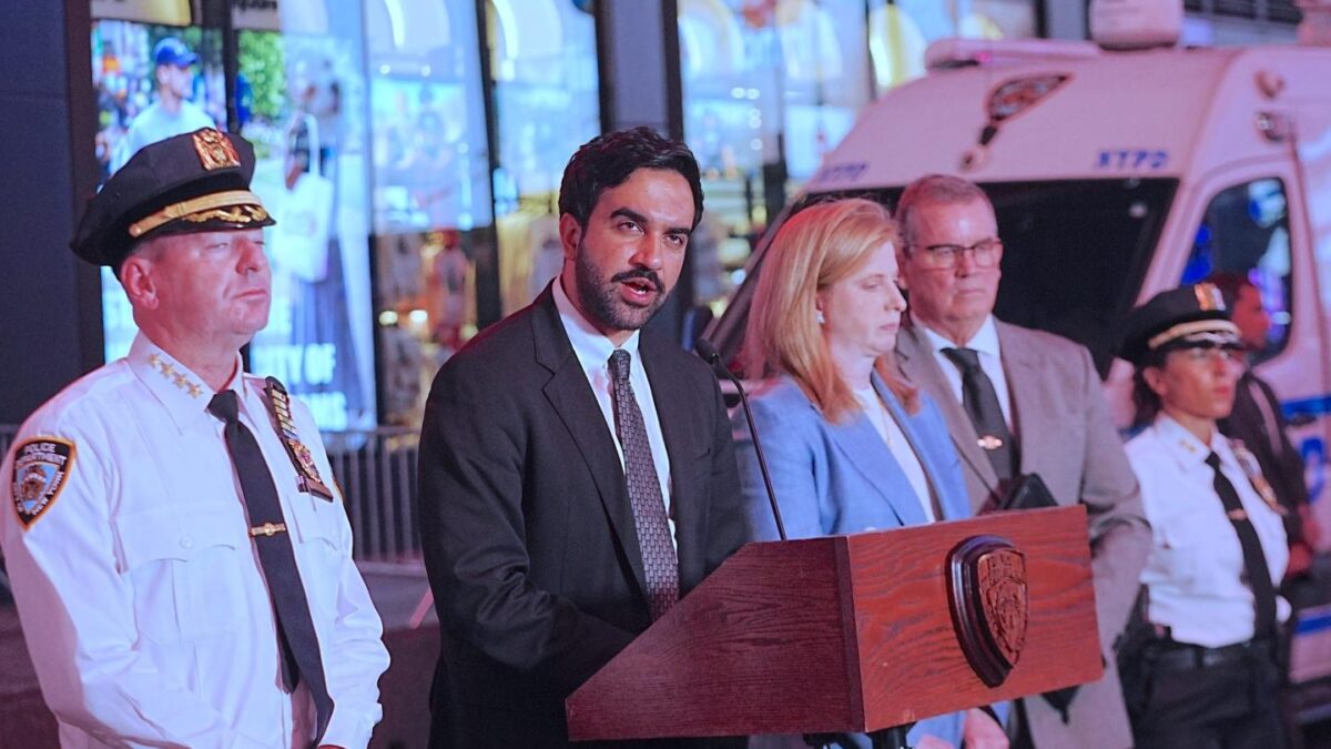 Photo of New York City Mayor Zohran Mamdani speaking at a press conference