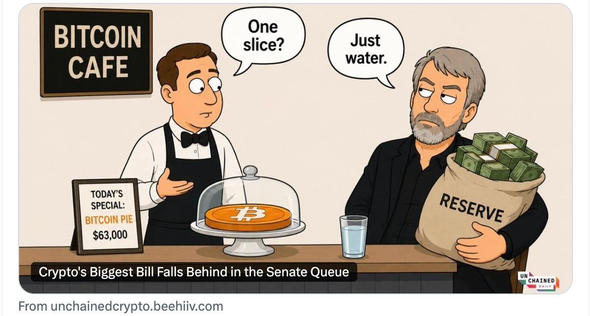 laura-shin-unchained-daily-july-28-tweet Cartoon reads "Bitcoin cafe" with cashier asking "One slice?" and customer replying "Just water."