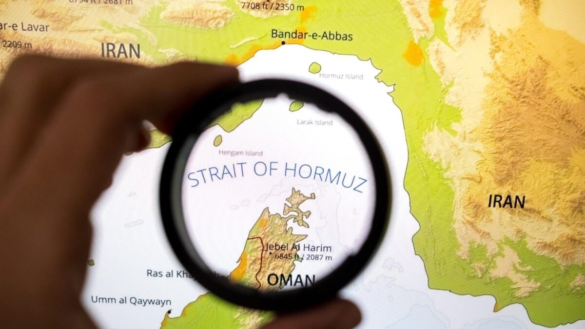 A map depicting the Strait of Hormuz